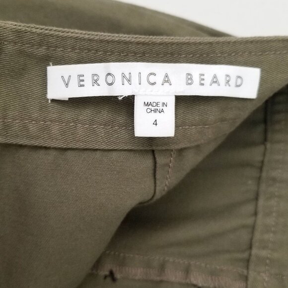 VERONICA BEARD Claremont Canvas Ruffled Mini Skirt Size 4 Army Olive Green $297 - Picture 13 of 16